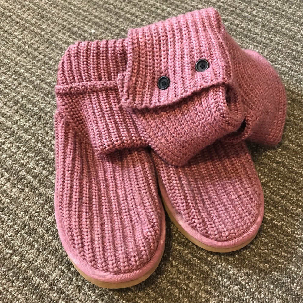 Pink Knit Uggs with buttons