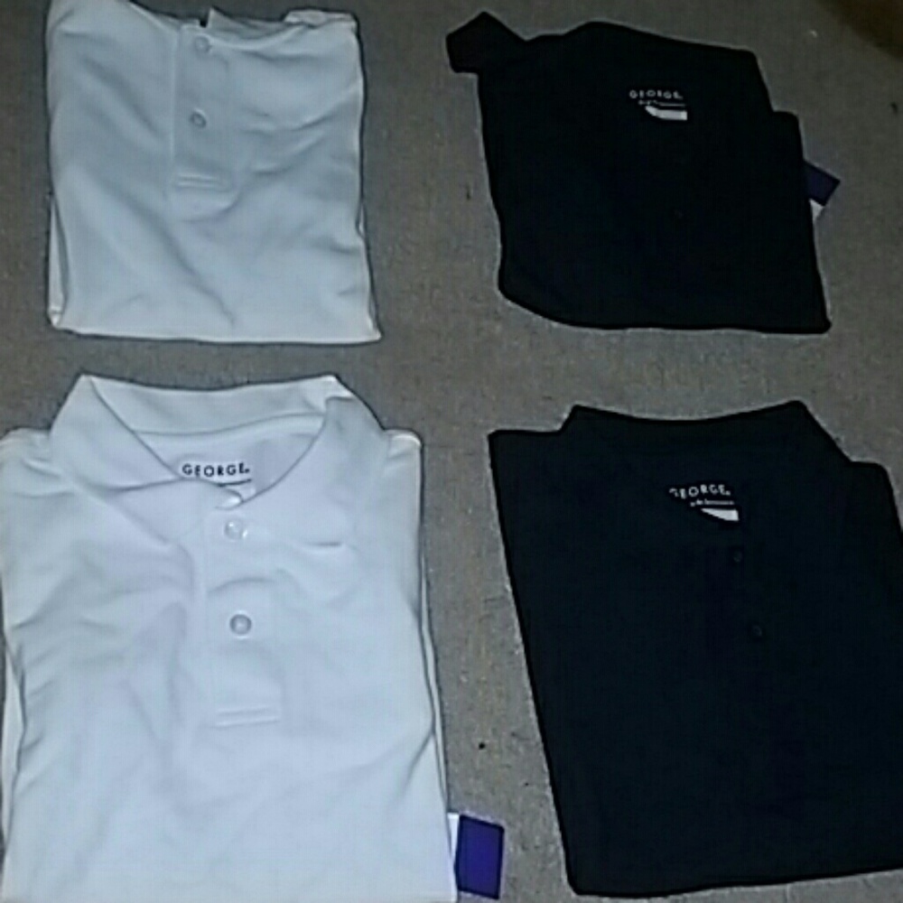 White/navy blue uniform shirts ( 4 )
