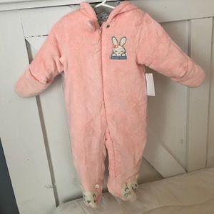 Pink fleece snowsuit