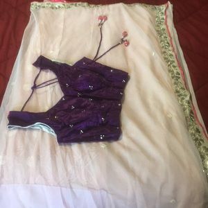 Saree with velvet blouse