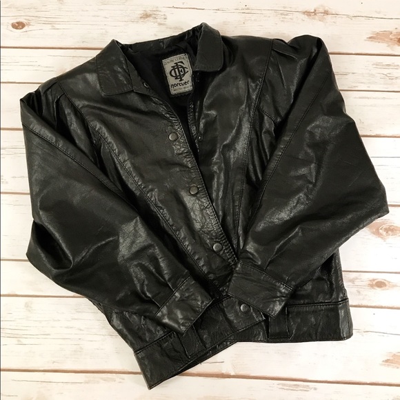 Vintage Jackets & Blazers - Vintage RARE 1960's Leather Black Bomber Jacket