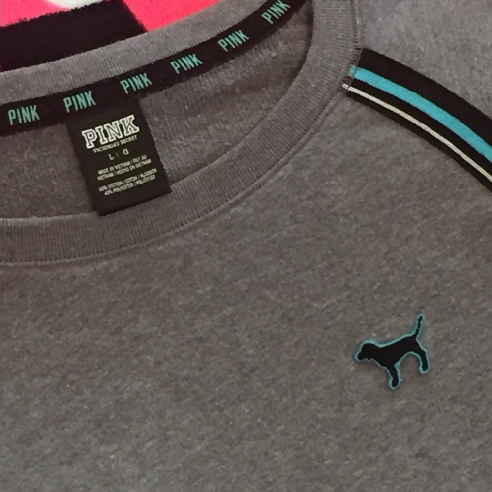 ⭐️💕VS PINK💕⭐️EUC VINTAGE WASH RETRO STRIPE CREW - Picture 2 of 5