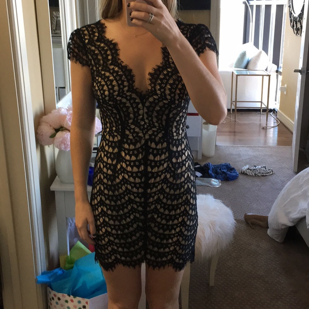 Black lace dress with nude lining