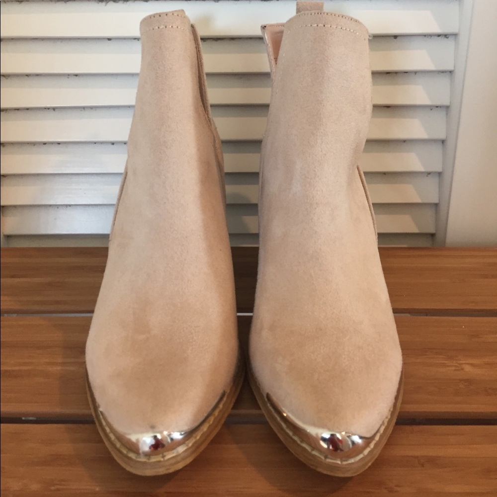Pointed Toe Ankle Booties with Metal Tip