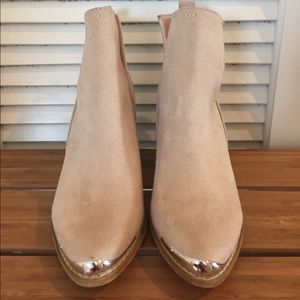 Pointed Toe Ankle Booties with Metal Tip