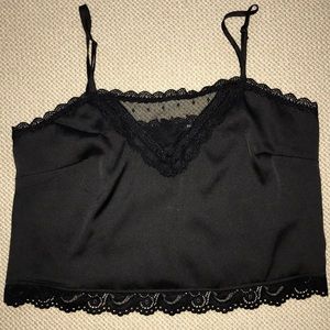 Brandy Melville Black Silk Crop Tank Top