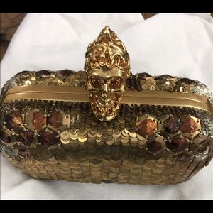 Alexander McQueen gold sequin clutch