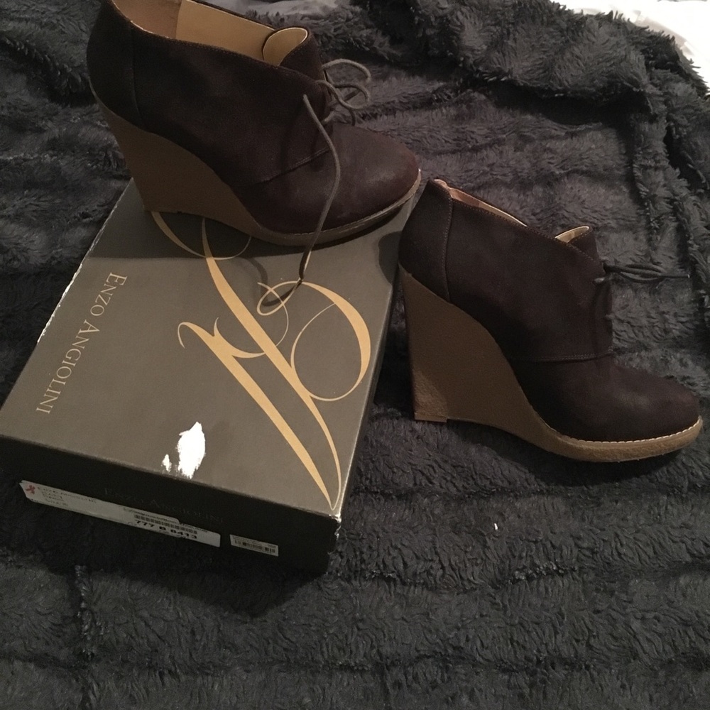 Suede wedge booties