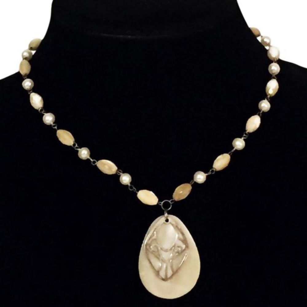 925 sterling silver LUC pendant beaded necklace