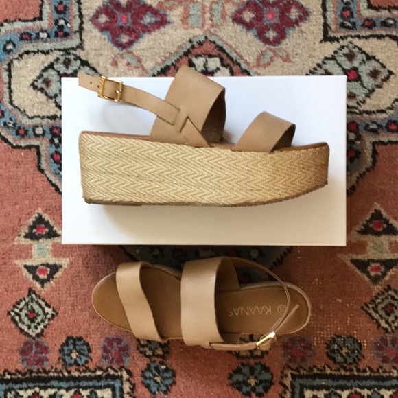 KAANAS Platform Sandals in Latte Sz 8 - Picture 1 of 6