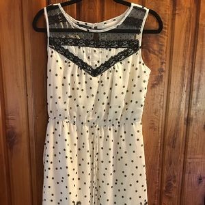 Black lace and polka dot dress