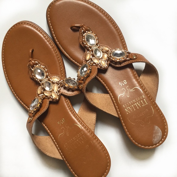 Shoes - Italian leather sandals w/shiny embellishments
