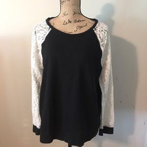 APT. 9 White Lace Sleeve Sweatshirt