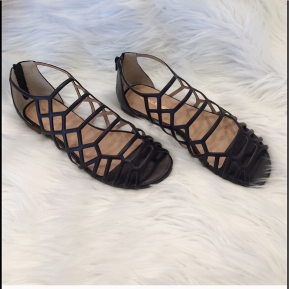 J/Slides Black Leather Sandals - Picture 2 of 4