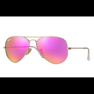 Authentic Ray-Ban Aviators! Polarized Pink Flash L