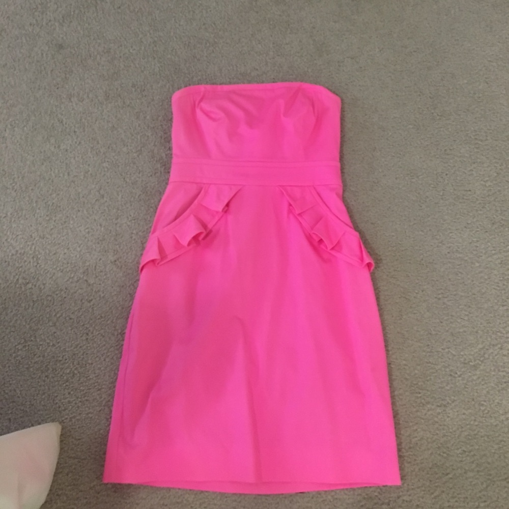 Pink ruffled j crew dress SZ 2
