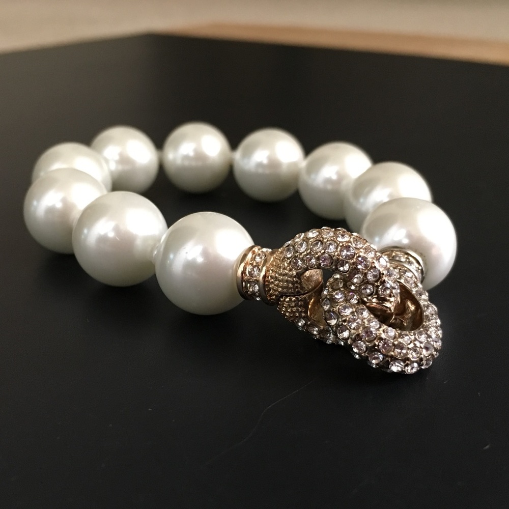 Faux Pearl and CZ Bracelet