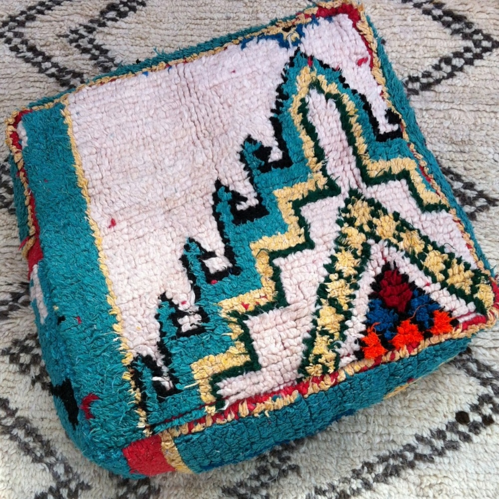 Handmade Moroccan Kilim Pouffe/ floor cushion