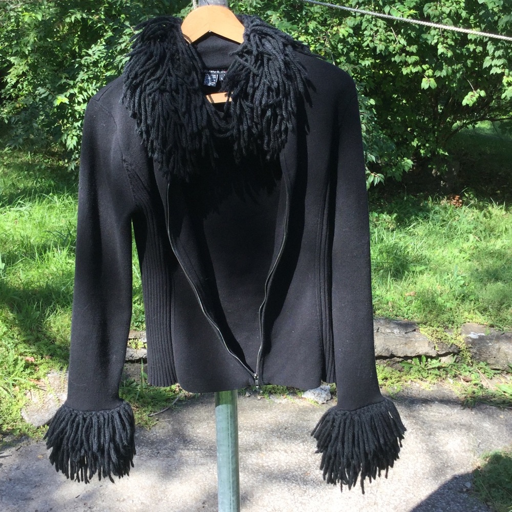 High fashion unique zip up cardigan sweater.