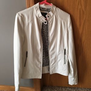 White fake stylish leather jacket
