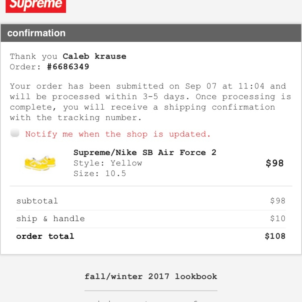 Nike supreme Yellow