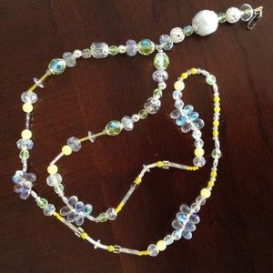 Handmade Yellow and White Crystal Lanyard