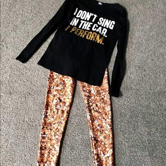 🔆 girls "gold sequin" look leggings - Picture 3 of 4