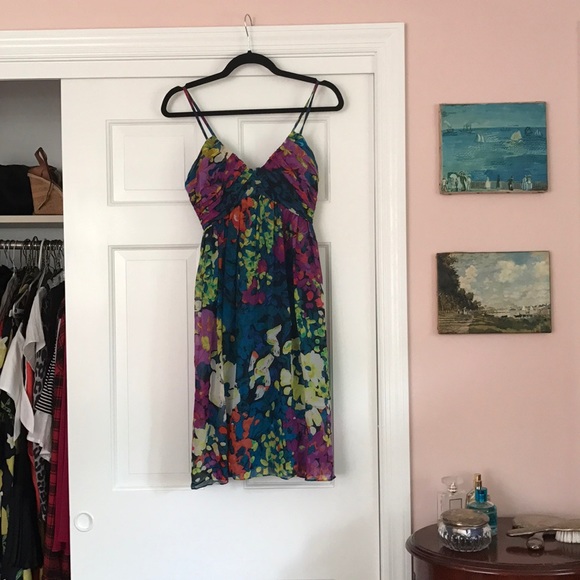100% SILK Cocktail Dress in Vibrant Floral 🌸🌺🌼 - Picture 1 of 5