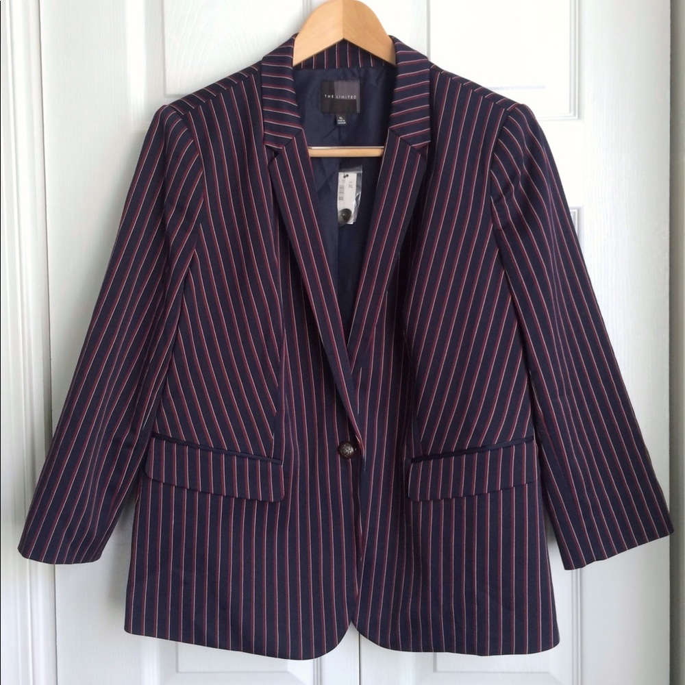 The Limited NWT navy striped blazer