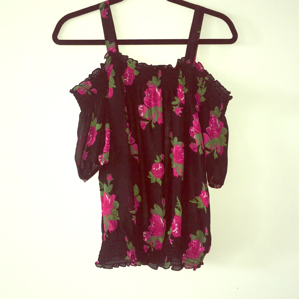 Black floral off the shoulder top