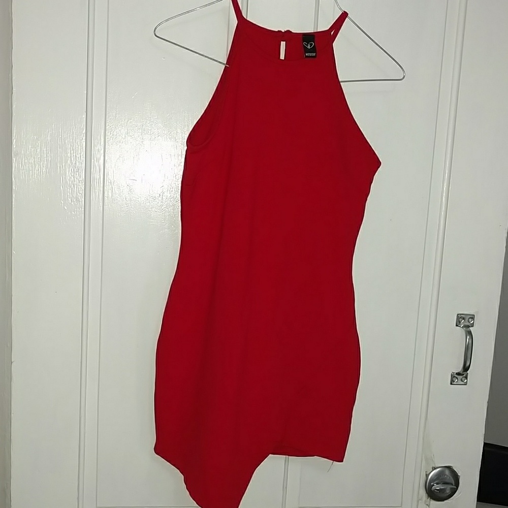 Assymetrical Red halter dress