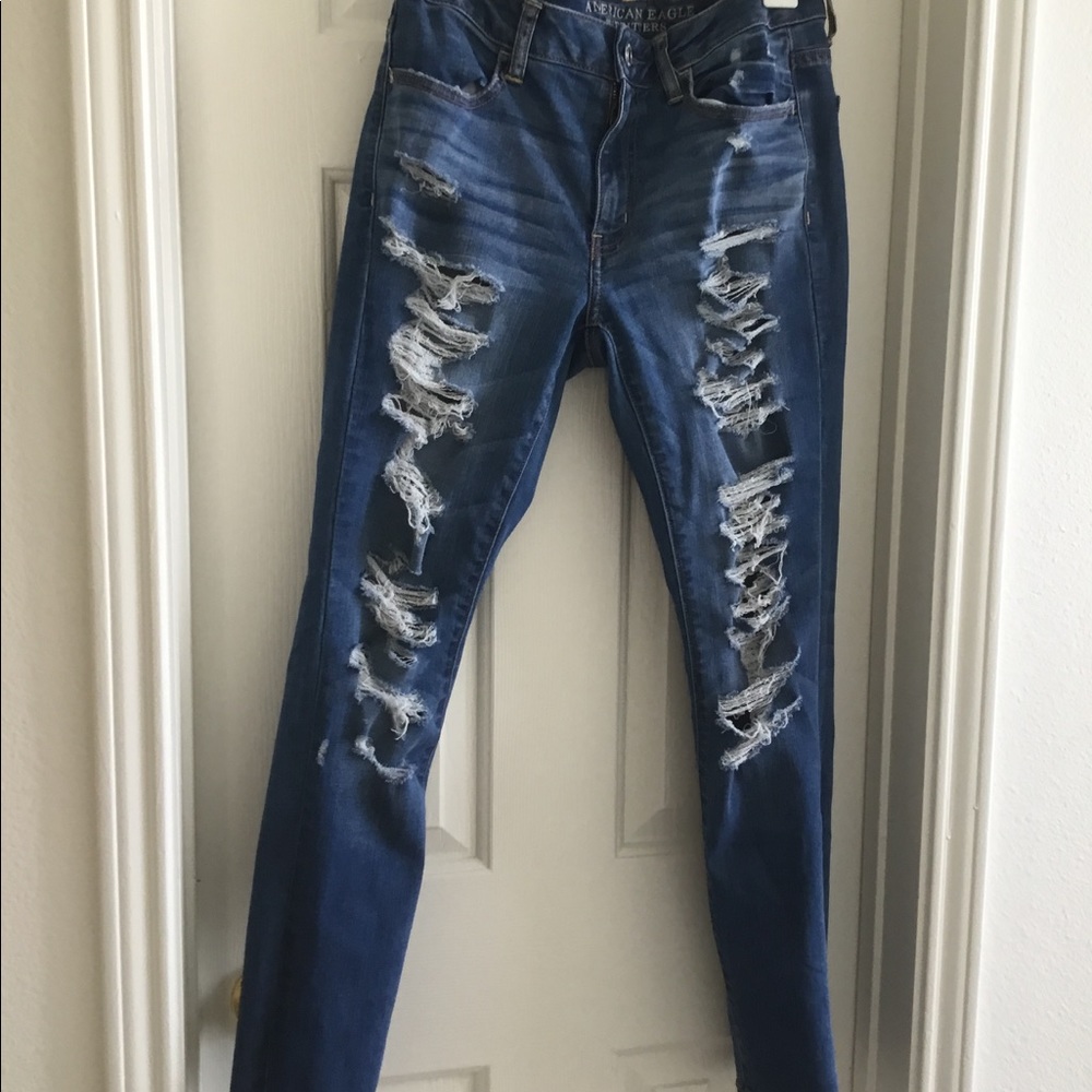 Distressed torn jeans