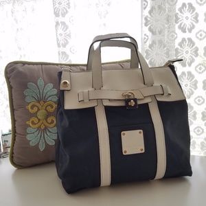Navy & white Henri Bendel mini Jetsetter backpack