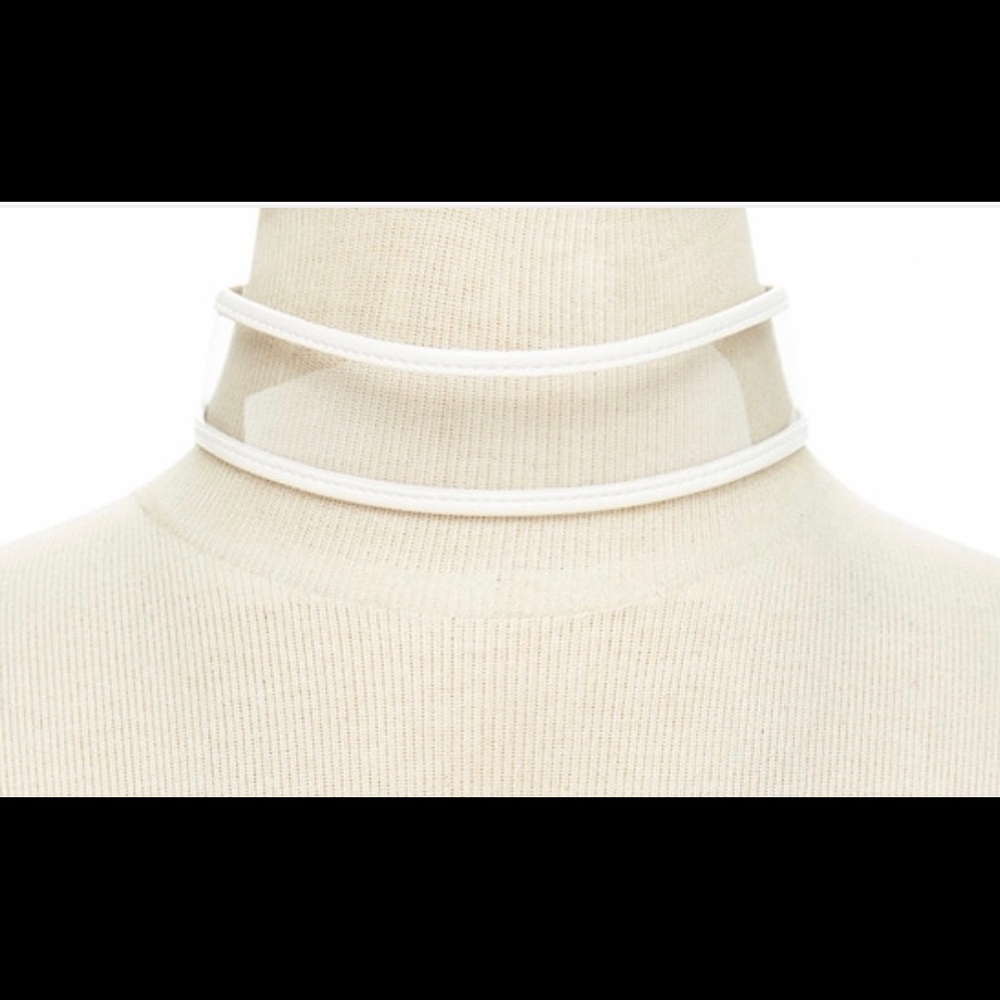 Leather white translucent choker