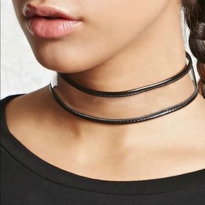 Black translucent leather choker