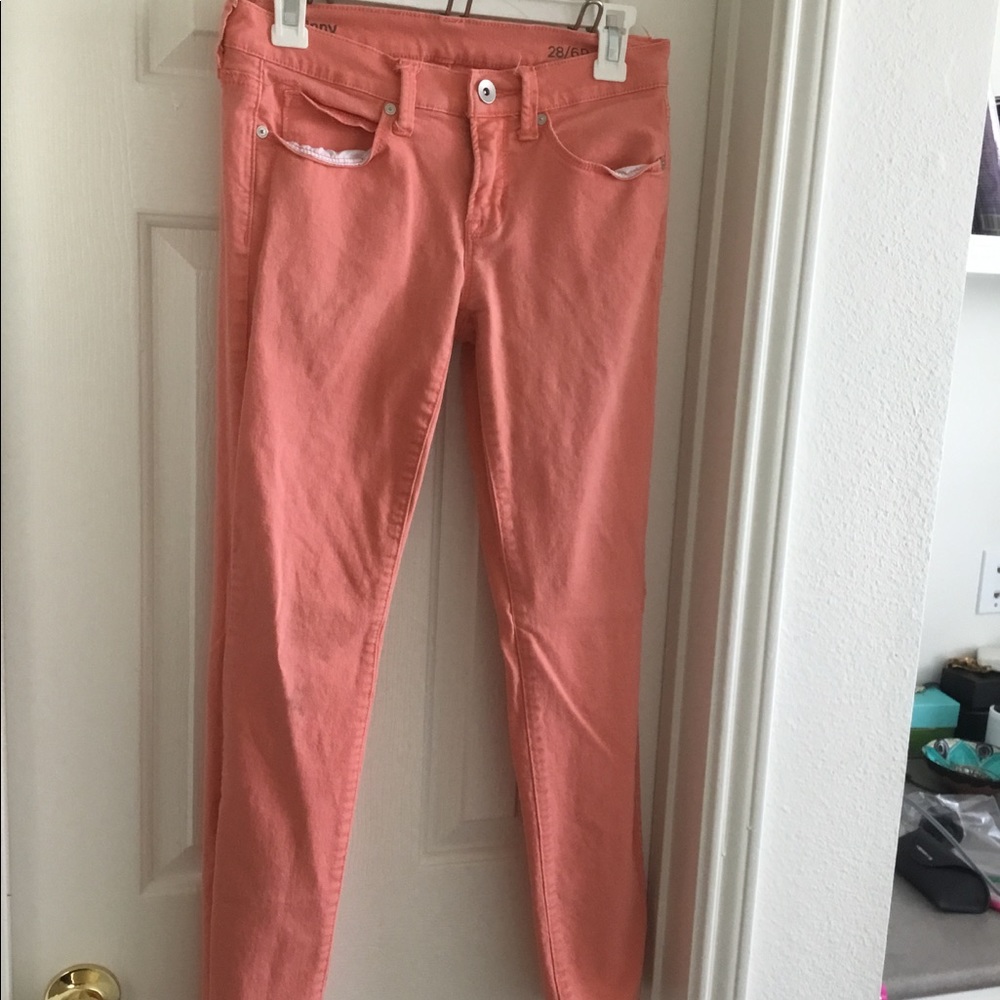 Coral skinny stretch jeans