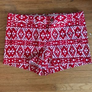 J. CREW Red Print Shorts Sz. 8