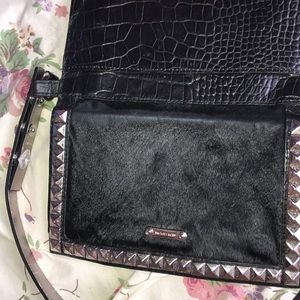MK half calf hair+skin studded purse/clutch