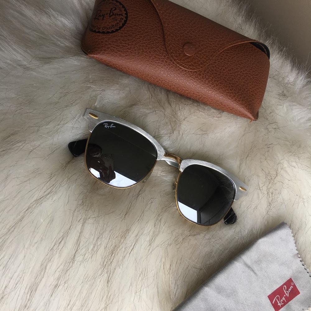 Ray Ban Club masters Aluminum w mirrored lense