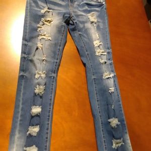 Stretchy Ripped Distressed Jeans Size 11