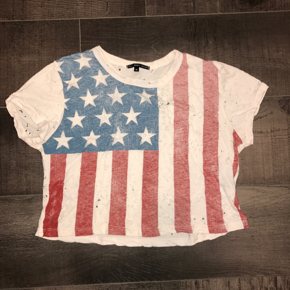 UO distressed American flag crop top
