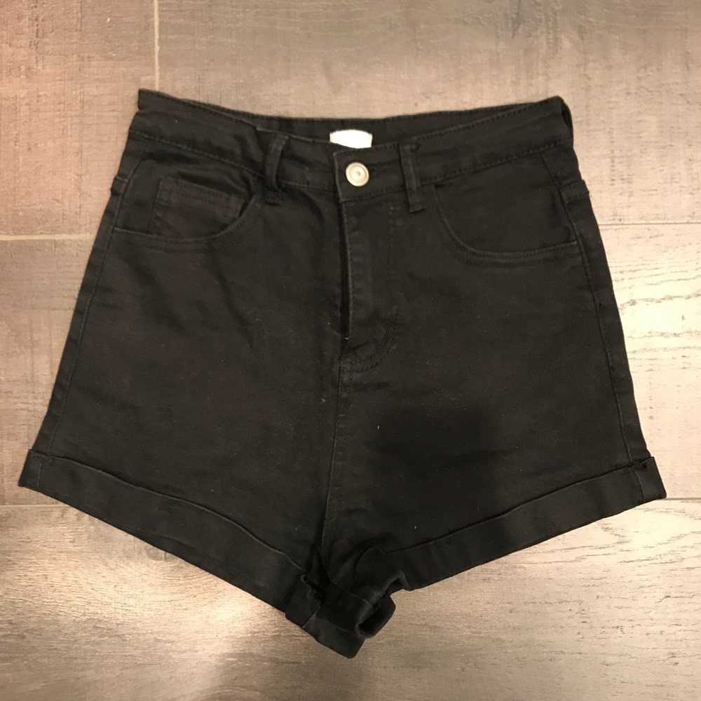 Brandy Melville high rise black jean shorts