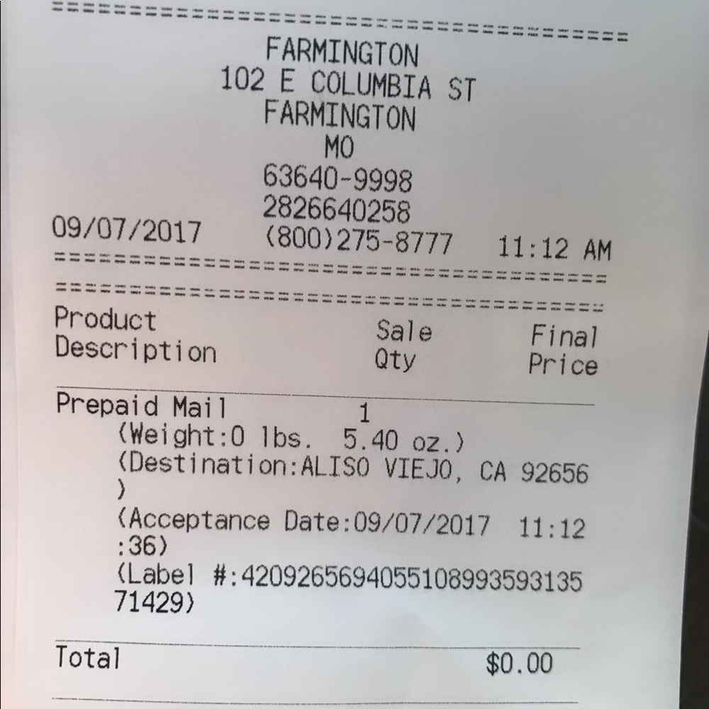 Shipping info