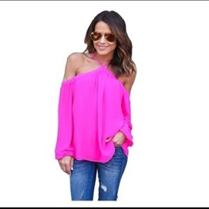 NWT Hot Pink Off the Shoulder Blouse
