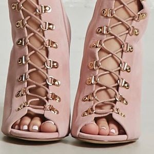 Champagne lace up ankle boots