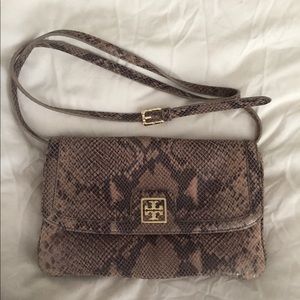 Medium size snake skin Tory Burch cross body purse