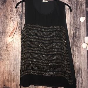 LIKE NEW L'AGENCE BLACK AND GOLD BEADED TOP