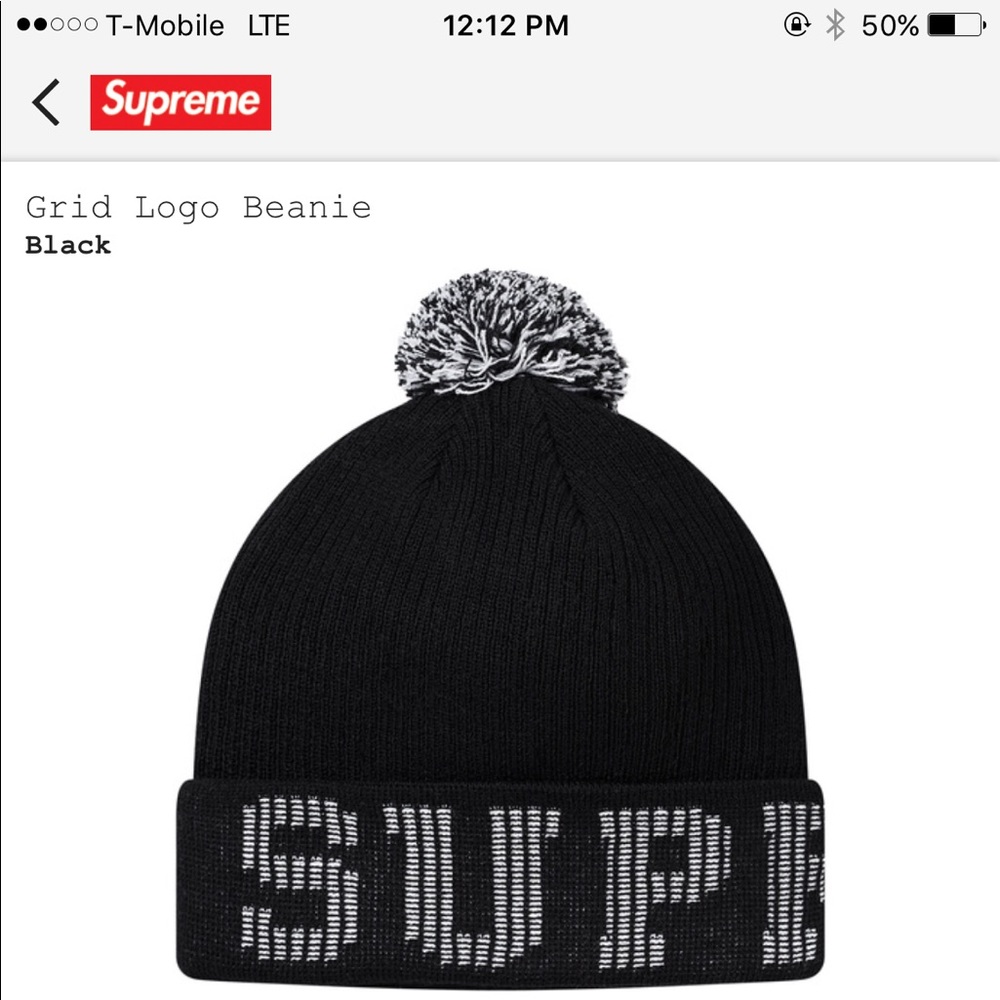 Supreme grid logo beanie