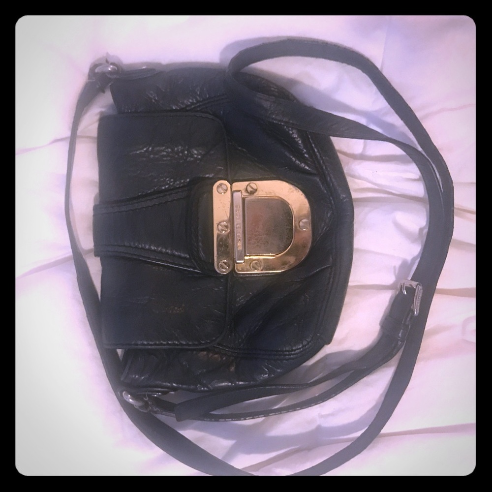Michael Kors S black leather crossbody/satchel bag