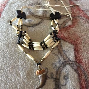 Hand made Native American beaded necklace w/ claw